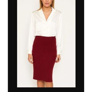 NWT After Market Burgundy Maroon Ribbed Knit Pencil Skirt Pull On Small
